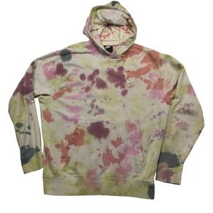 Nike Tie Dye Hoodie Pullover Sweatshirt Mens Size Medium Pink Yellow Gray